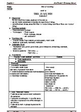 Giáo án Tiếng anh lớp 3 - Unit 8 This is my pen - Nguyễn Thị Phương An